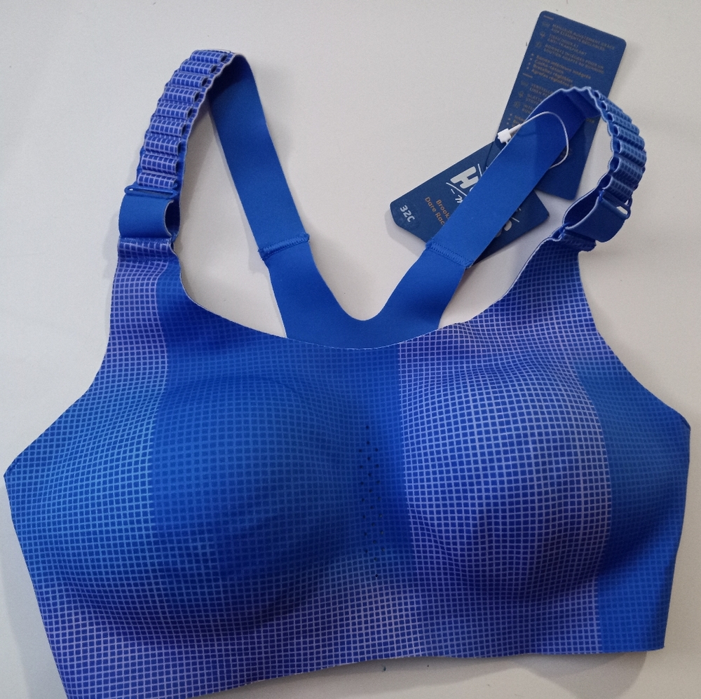 Brooks Blue Grid High-Impact Sports Bra